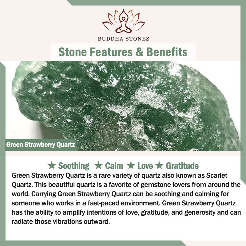Wear FengShui Natural Green Strawberry Quartz Chalcedony Flower Gratitude Bracelet