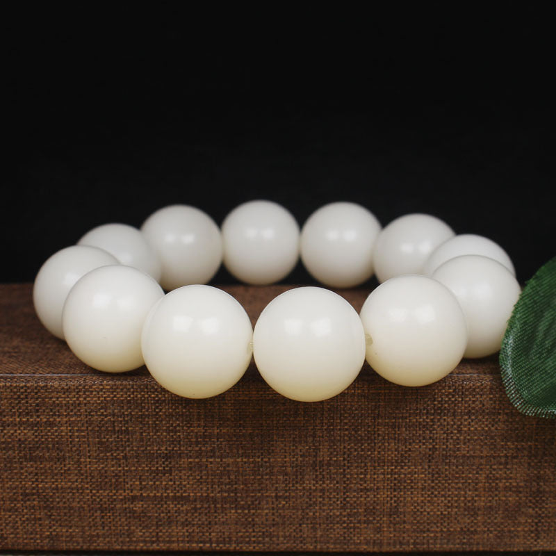 Natural White Bodhi Beads Beads Large White Round Bead Bracelet