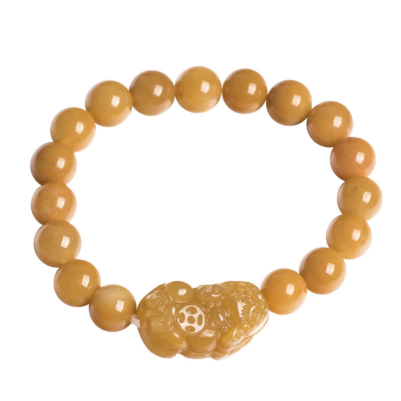 Natural Xinjiang Golden Silk Jade Pi Xiu Bracelet