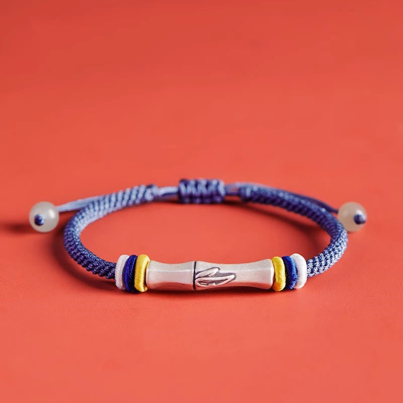 Wear FengShui 999 Sterling Silver Red String Bamboo Enlightenment Bracelet