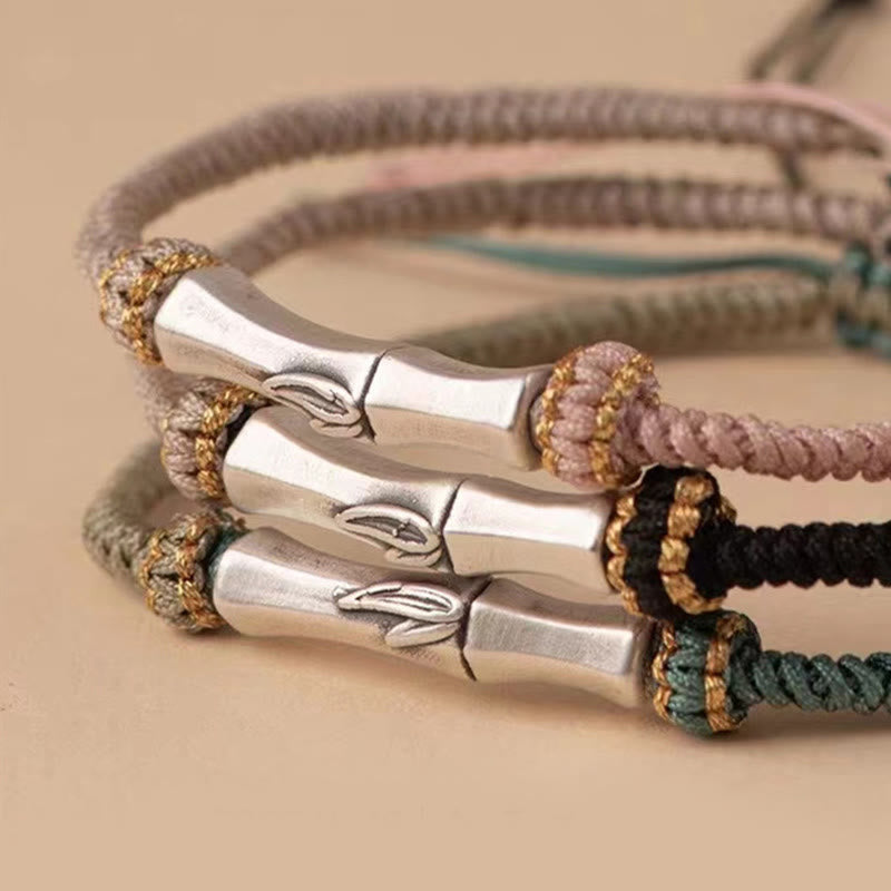 Wear FengShui 925 Sterling Silver Bamboo Protection Braided Bracelet