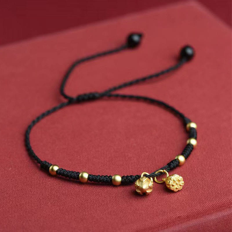 Wear FengShui Lotus Pod Charm Luck String Rope Anklet