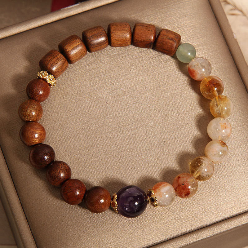 Wear FengShui Sandalwood Rosewood Citrine Protection Bracelet