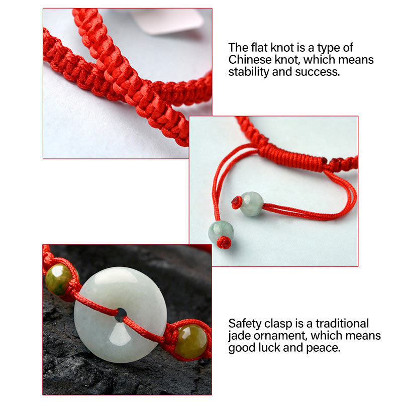 Wear FengShui Jade Peace Buckle Luck Red String Bracelet