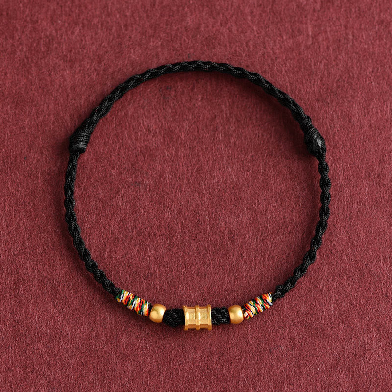 Wear FengShui 999 Gold Small Bucket Shape Design Handmade Luck Braided Rope Bracelet Anklet