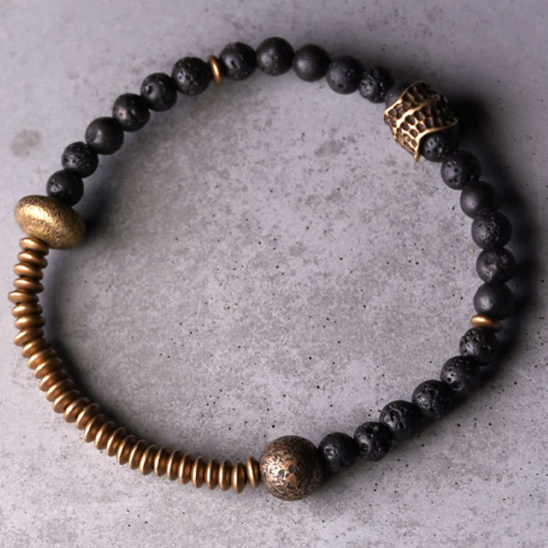 Wear FengShui Support Healing Lava Rock Beads Copper Bracelet