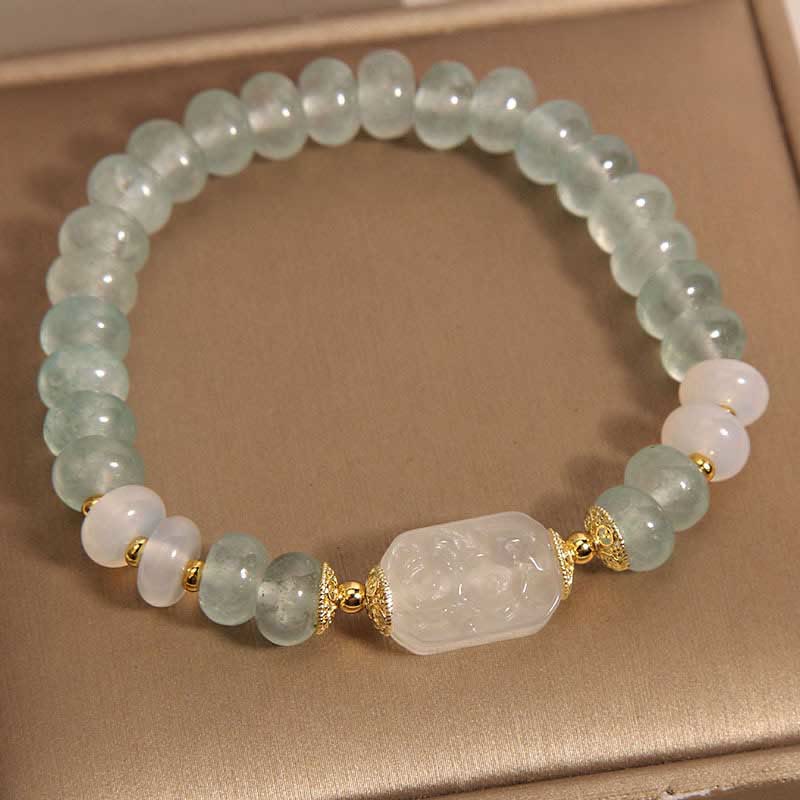 Wear FengShui Aquamarine Jade Abacus Beads Serenity Bracelet