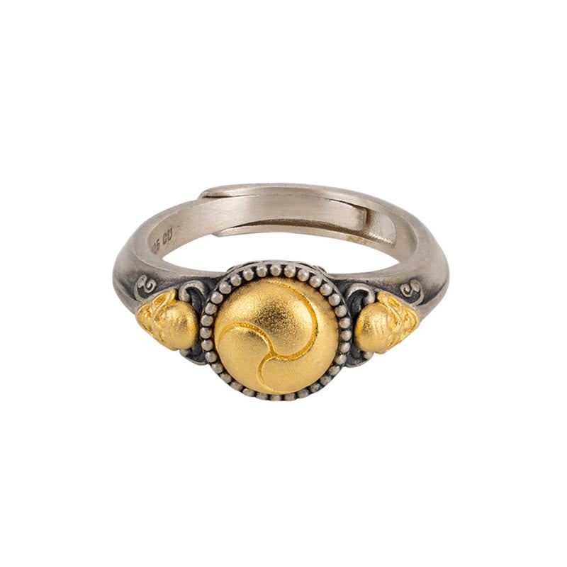 Wear FengShui 925 Sterling Silver Plated Gold Skeleton Balance Adjustable Ring