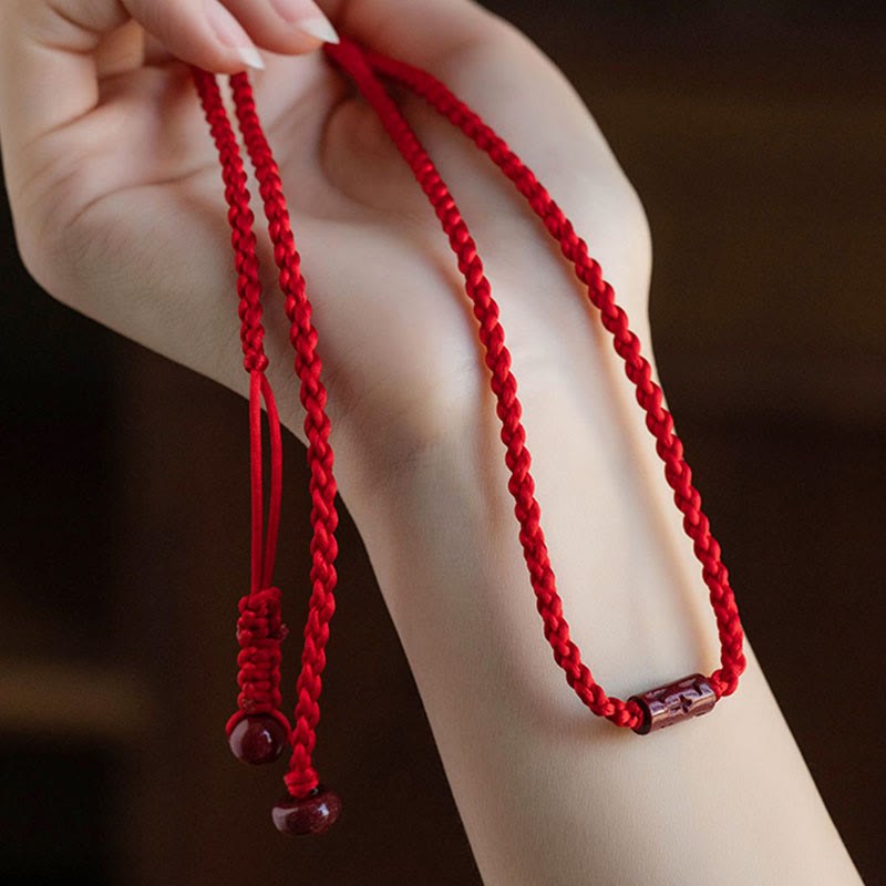 Wear FengShui Natural Cinnabar Calm Blessing Red String Belly Chain