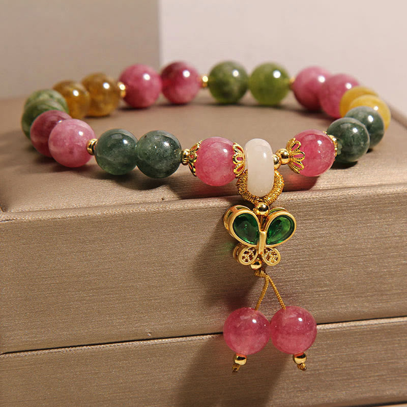 Wear FengShui Tourmaline Jade Butterfly Wisdom Bracelet