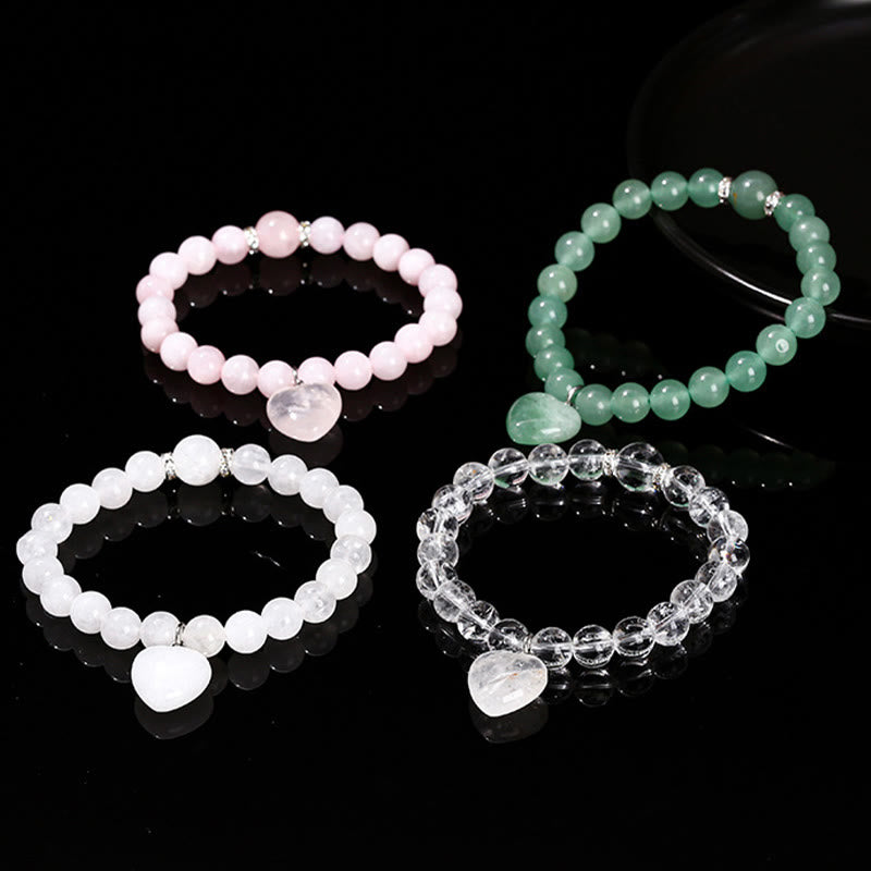 Wear FengShui Various Crystal Green Aventurine Love Heart Balance Bracelet