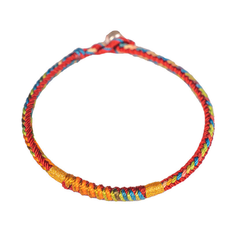 Wear FengShui Multicolor Red String Alloy 925 Sterling Silver Buckle Protection Bracelet