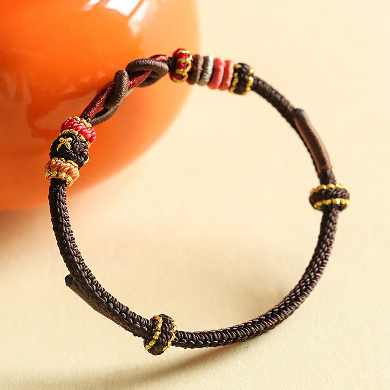 Wear FengShui Handmade Ingot Pattern Braided String Protection Bracelet