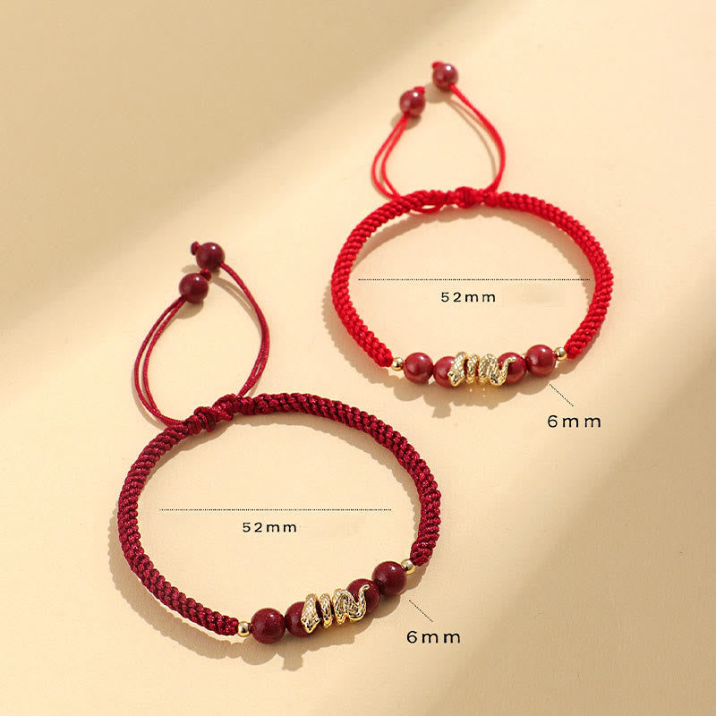 Wear FengShui Cinnabar Handmade Year Of Snake String Protection Braided Bracelet