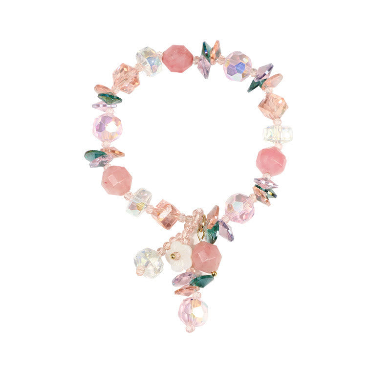 Wear FengShui Pink Crystal Green Crystal White Crystal Flower Warmth Bracelet