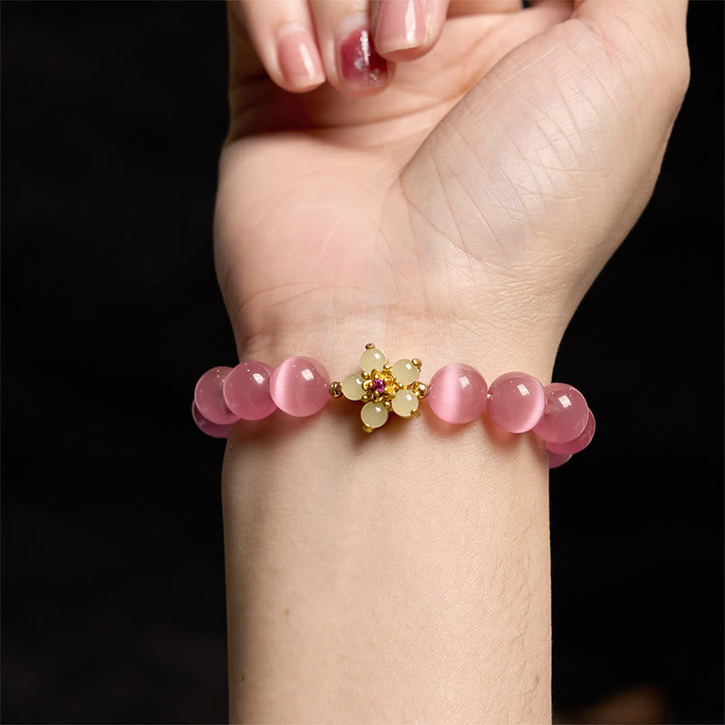 Wear FengShui Cat's Eye Chrysoberyl Flower Love Bracelet