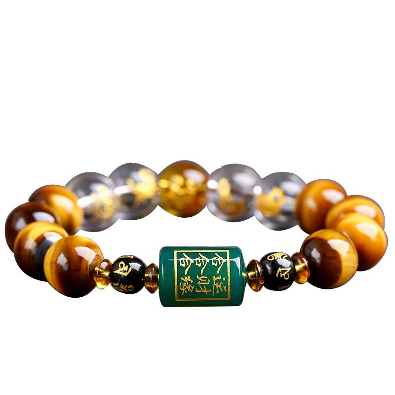 Wear FengShui Chinese Zodiac Tiger Eye White Crystal Courage Bracelet