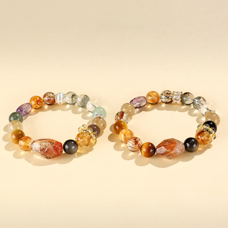 Wear FengShui Super Seven Crystal Topaz Obsidian Tiger Eye Positivity Bracelet