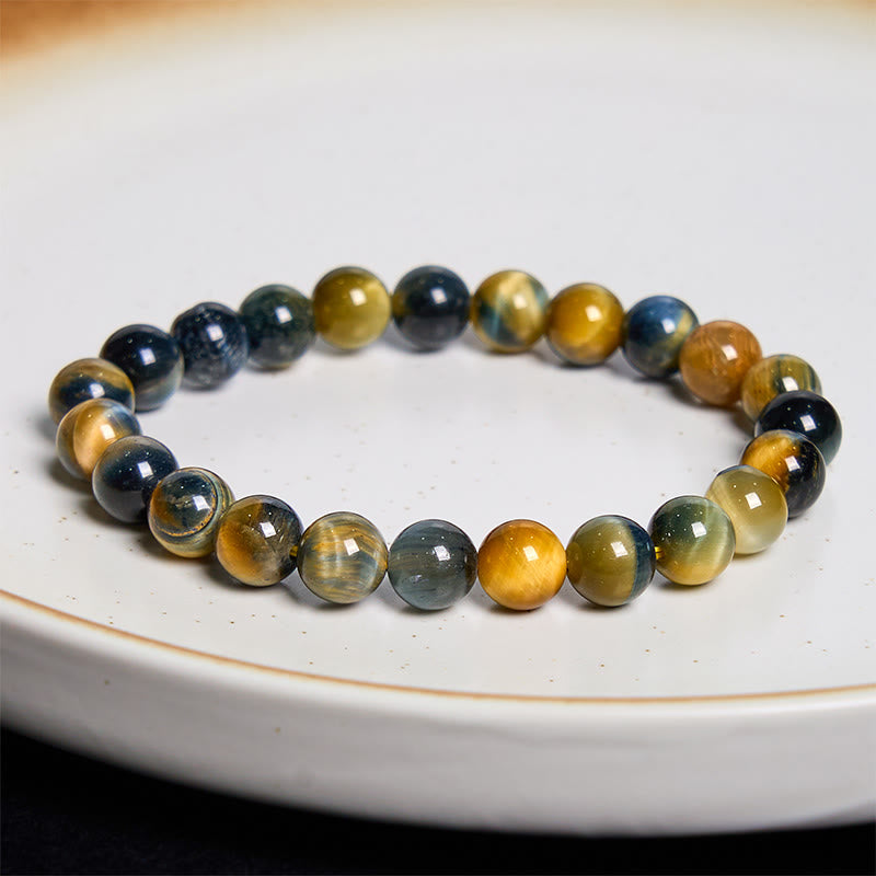 Wear FengShui Yellow Blue Tiger Eye Courage Bracelet