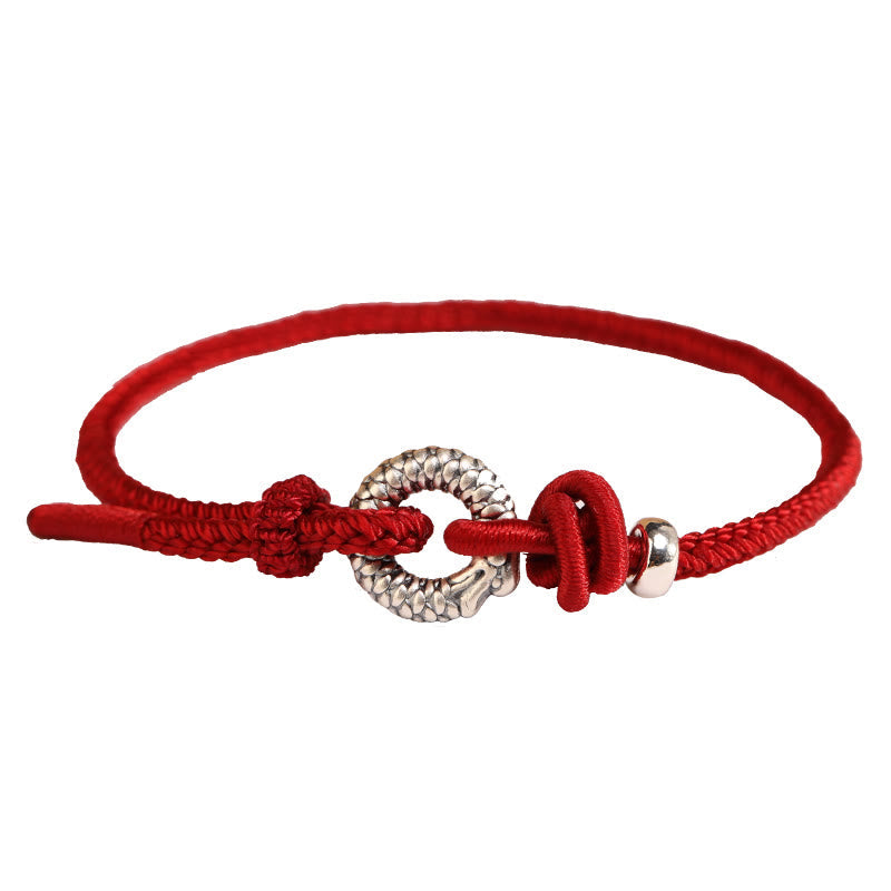 Wear FengShui 999 Sterling Silver Year Of The Dragon Peace Buckle Luck Bracelet