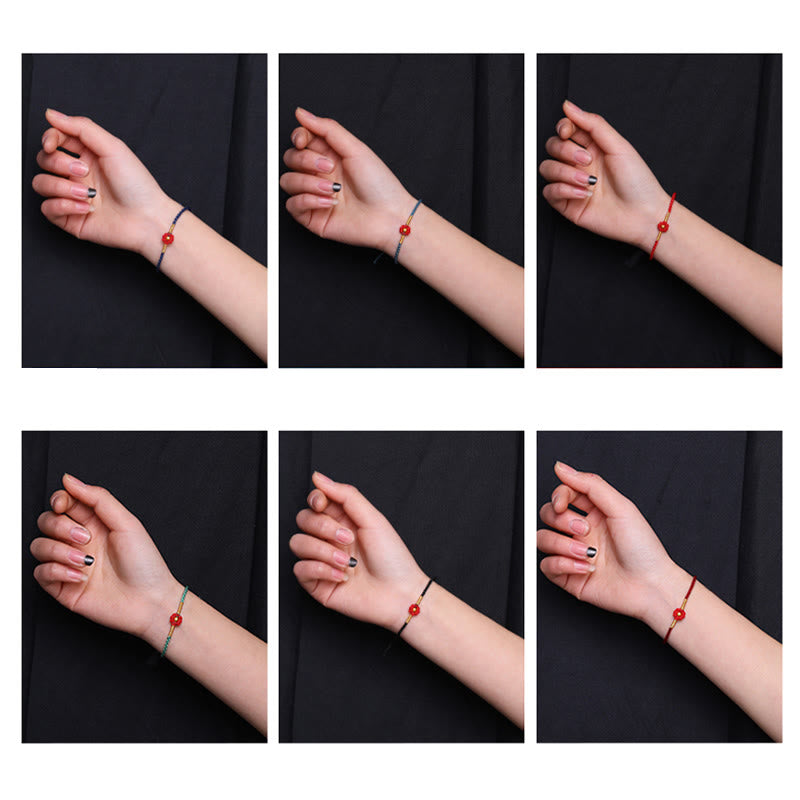 Wear FengShui 999 Gold Mini Bead Handmade Flower Design Luck Protection Rope Bracelet