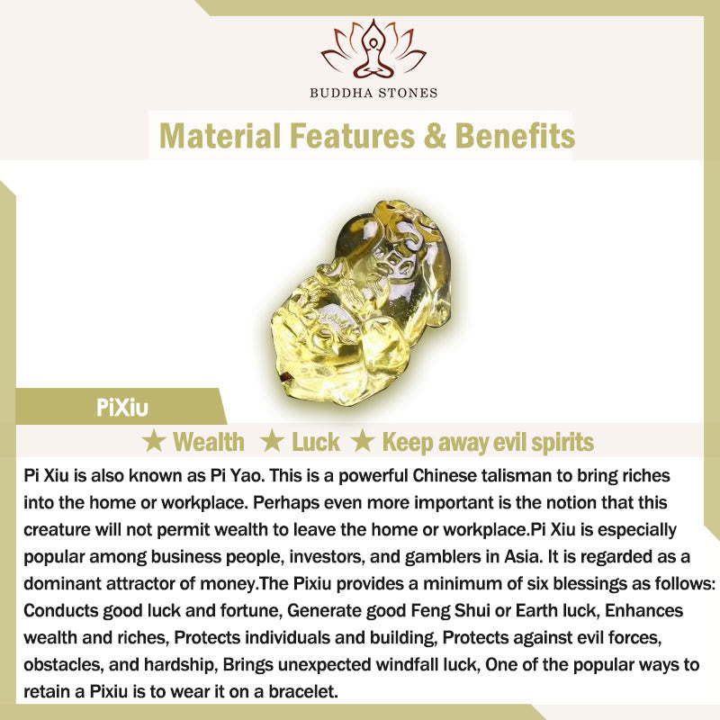 Wear FengShui Natural Citrine Pixiu Prosperity Bracelet