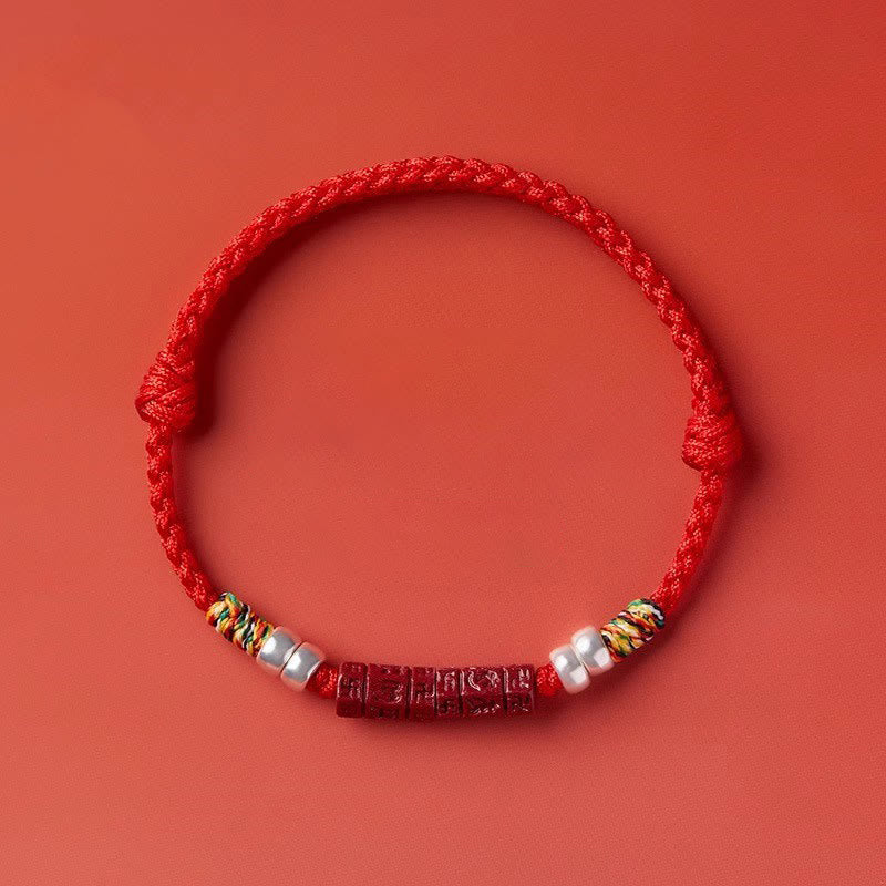 Wear FengShui 925 Sterling Silver Om Mani Padme Hum Cinnabar Blessing Child Adult Bracelet