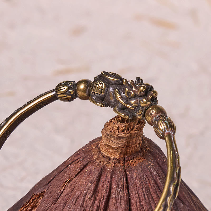 Wear FengShui Pi Xiu Carrying Coin Ingot Copper Brass Luck Wealth Bracelet Bangle