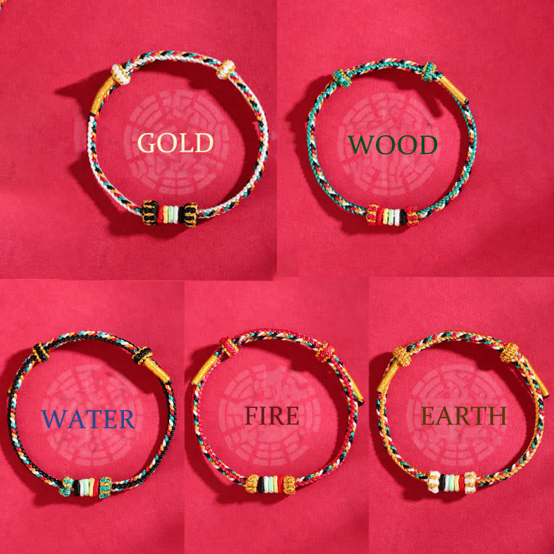 Wear FengShui Five Elements Colorful String Completeness Knot Reef Knot Braid Luck Bracelet