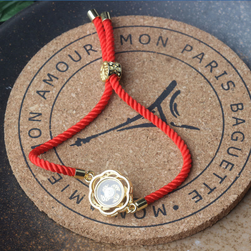 Wear FengShui Rotatable Plum Red String Copper Brass Windmill Feng Sheng Shui Qi Protection Braided Bracelet