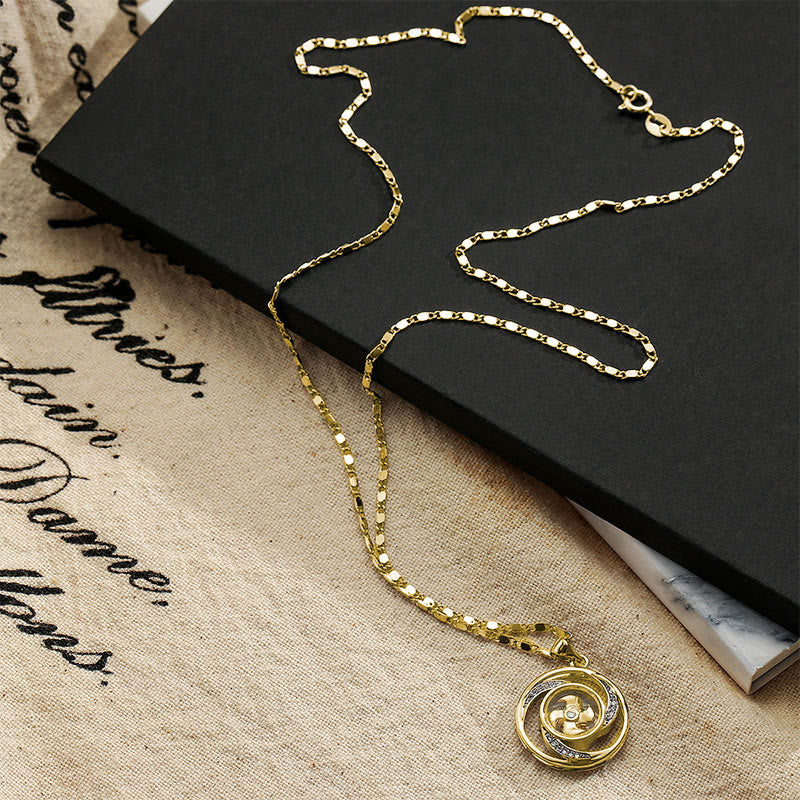 Wear FengShui Gold plated Copper Brass Rotatable Windmill Luck Necklace Pendant
