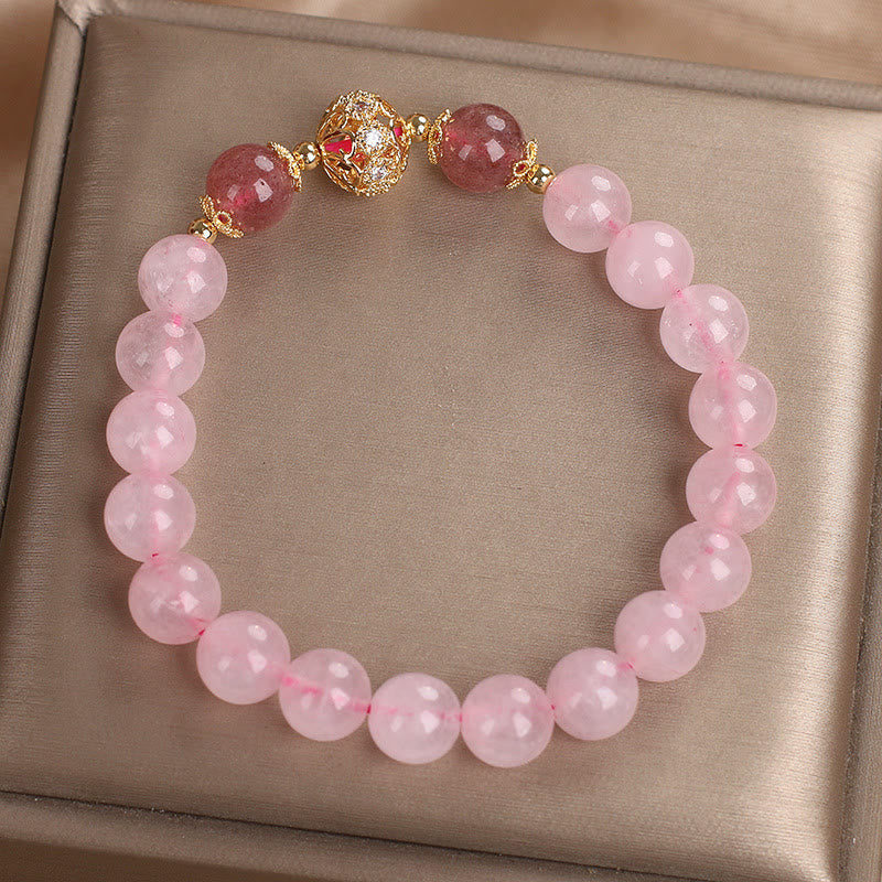 Wear FengShui Pink Crystal Strawberry Quartz Love Bracelet