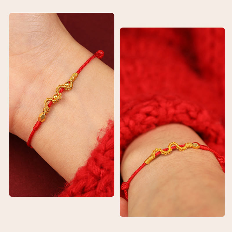 Wear FengShui 999 Gold Year of the Snake Handmade Luck Strength Braided Bracelet Anklet