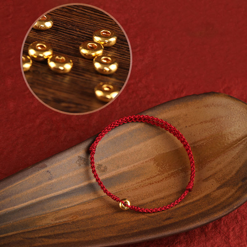 Wear FengShui 999 Gold Small Peace Buckle Red String Protection Luck Braided Bracelet Anklet
