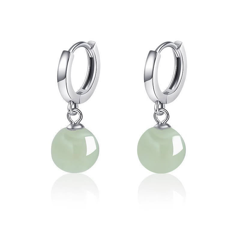 Wear FengShui Round Jade Bead Prosperity Earrings