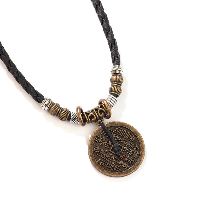 Wear FengShui Mountain Ghosts Spend Money Bagua Alloy Copper Coin Harmony Necklace Pendant