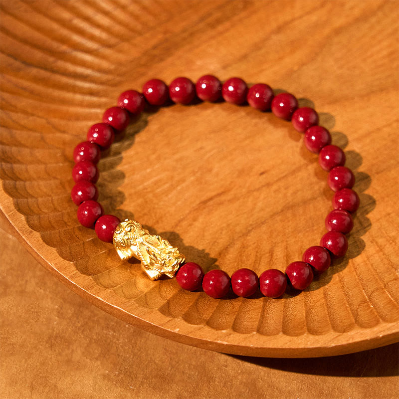 Natural Cinnabar Beads Pixiu Wealth Bracelet