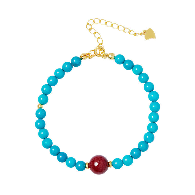 Wear FengShui 925 Sterling Silver Turquoise Cinnabar Purification Bracelet