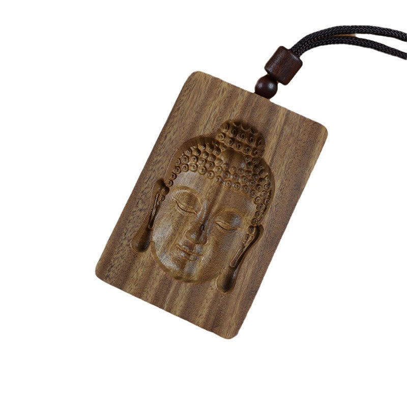 Wear FengShui Green Sandalwood Buddha Symbol Positive Necklace Pendant