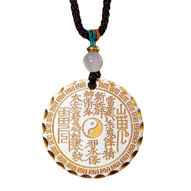 Wear FengShui Mountain Ghosts Spend Money Yin Yang Bagua Design Copper Harmony Necklace Pendant