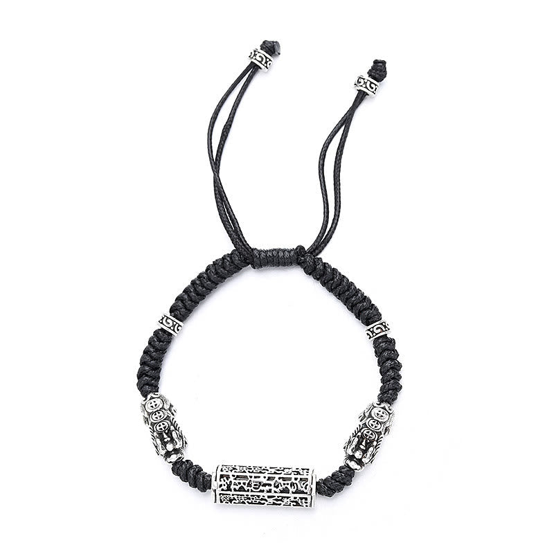 Wear FengShui Tibetan Black String Copper Om Mani Padme Hum Pixiu Protection Braided Bracelet