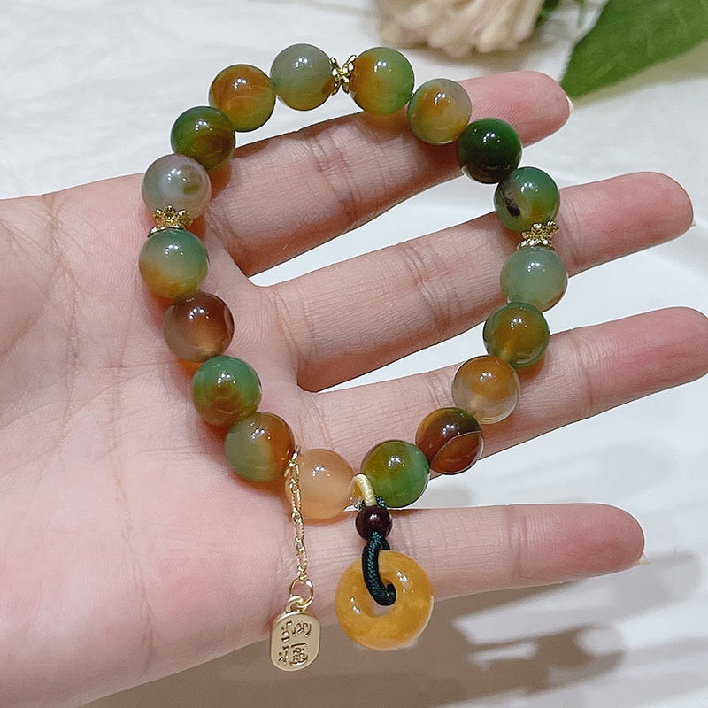 Wear FengShui Peacock Agate Topaz Peace Buckle Nafu Balance Bracelet