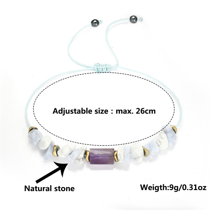 Wear FengShui De-Stress Amethyst Blue Lace Agate Howlite Healing Bracelet