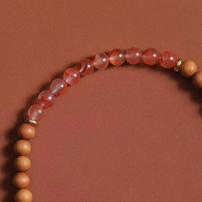 Wear FengShui Tibetan Zakiram Goddess Of Wealth South Red Agate Sandalwood Fortune Bracelet