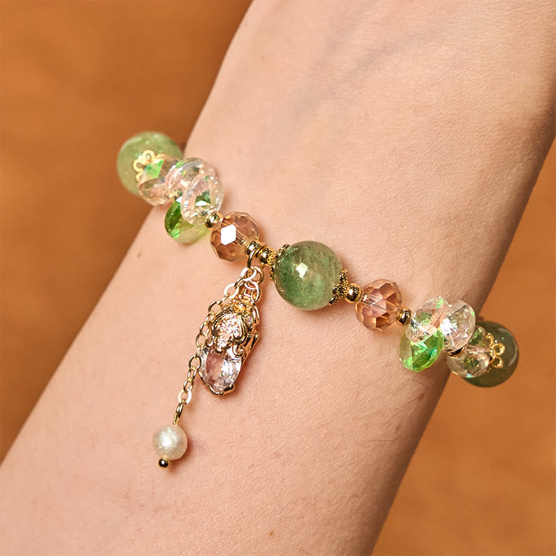 Wear FengShui Natural Citrine Green Strawberry Quartz PiXiu Prosperity Bracelet
