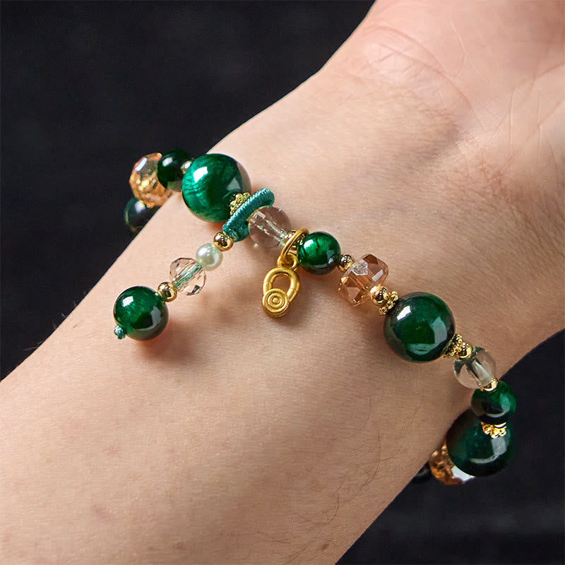 Wear FengShui Natural Red Tiger Eye Green Tiger Eye Beads Weight Balance Bracelet