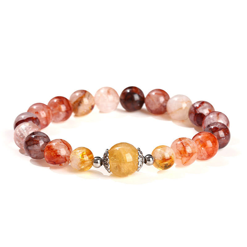 Wear FengShui Natural Red Hematoid Quartz Beads Balance Bracelet