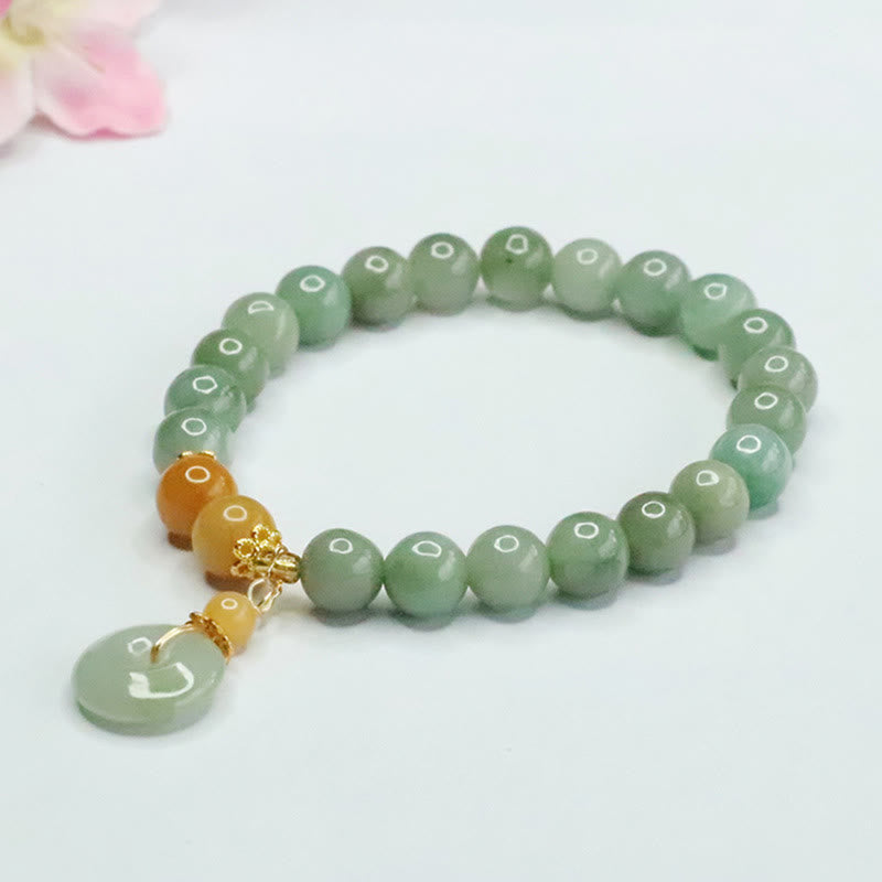 Wear FengShui Jade Beads Peace Buckle Prosperity Abundance Bracelet