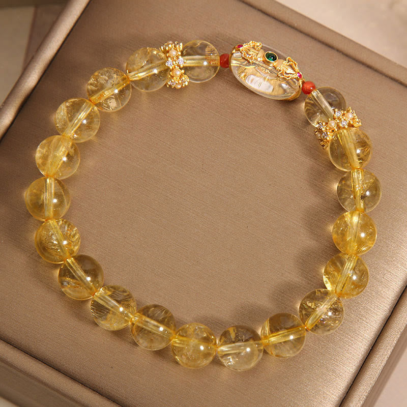 Wear FengShui Natural Golden Rutilated Quartz Beads Auspiciousness Bracelet