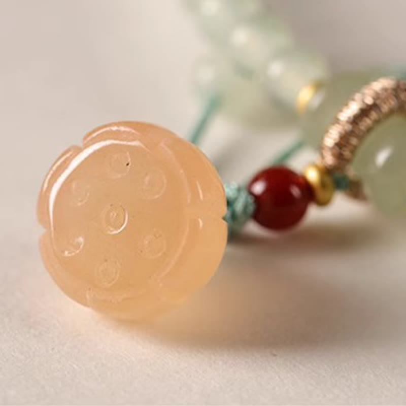 Wear FengShui Multiple Circles Natural Aventurine Glass Lotus Pods Lucky Bamboo Positivity Bracelet